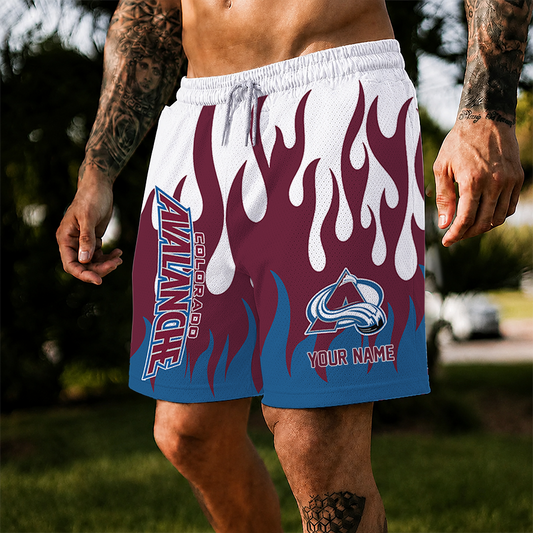 [SUPER SALE] NEW CUSTOMIZED NHL05 CAL COLORADO AVALANCHE SHORT PANTS