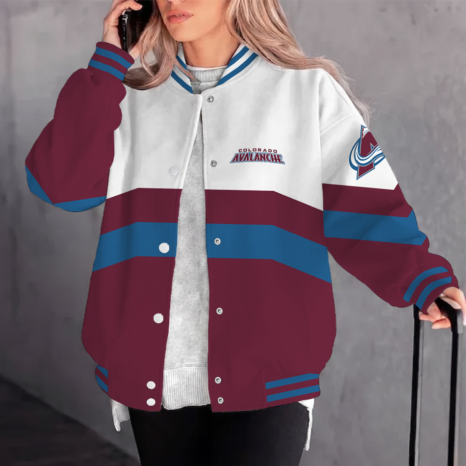[SUPER SALE] NEW CUSTOMIZED NHL05 CAL COLORADO AVALANCHE SATIN VARSITY JACKET & BASEBALL JACKET