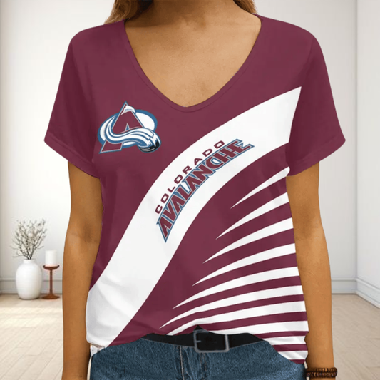 [SUPER SALE] NEW CUSTOMIZED NHL05 CAL COLORADO AVALANCHE V-NECK FEMALE SHIRT