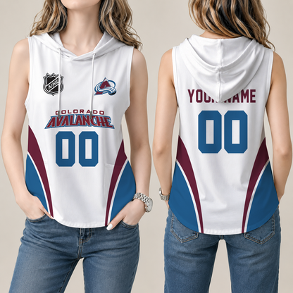 [SUPER SALE] NEW CUSTOMIZED NHL05 CAL COLORADO AVALANCHE WOMEN'S SLEEVELESS HOODED POCKET TANK TOP