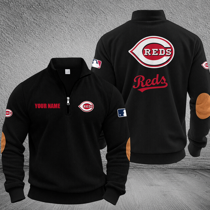 [FLASH SALE] NEW CUSTOMIZED MLB05 CRS CINCINNATI REDS MULTICOLOR STRIPED QUATER ZIP SWEATSHIRT