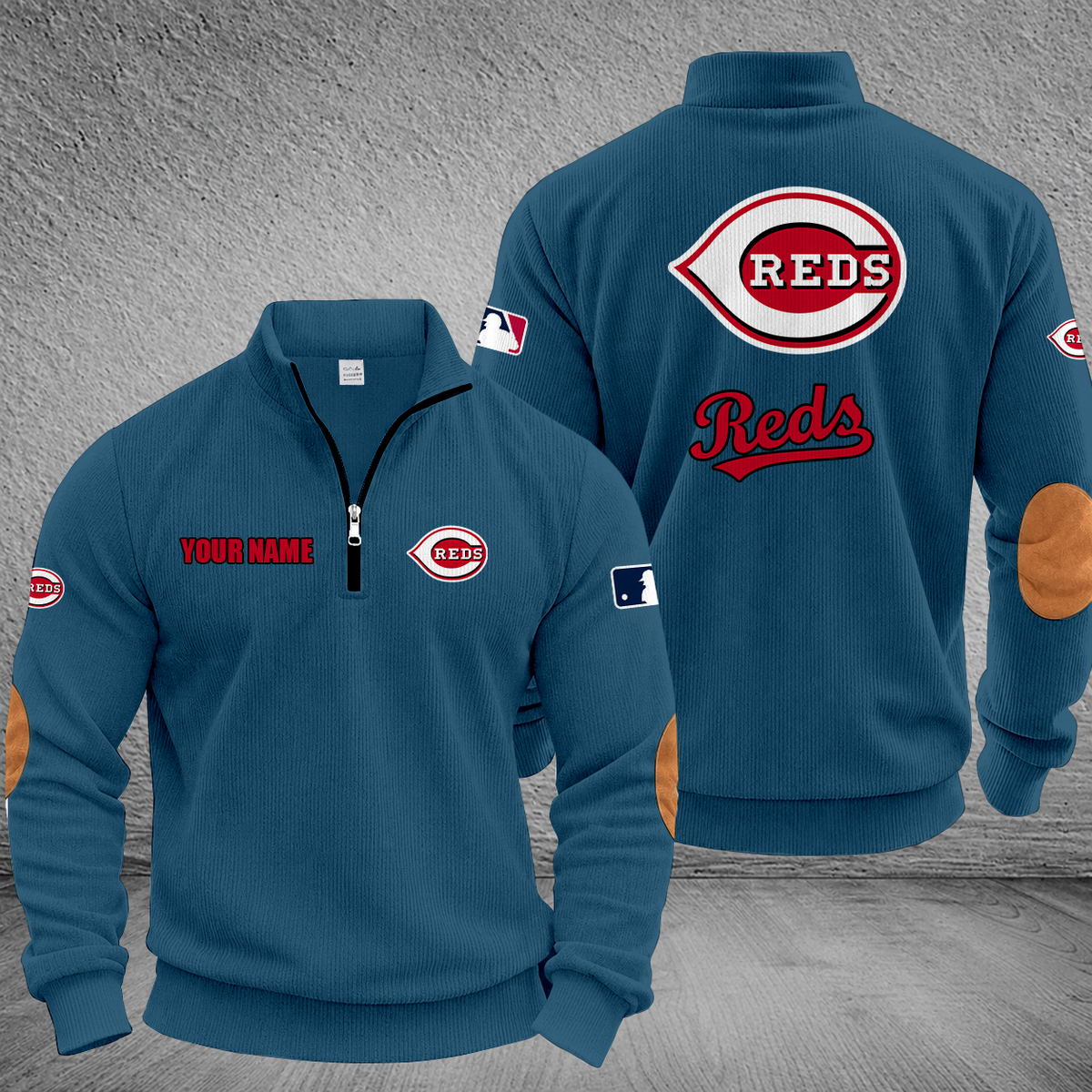 [FLASH SALE] NEW CUSTOMIZED MLB05 CRS CINCINNATI REDS MULTICOLOR STRIPED QUATER ZIP SWEATSHIRT
