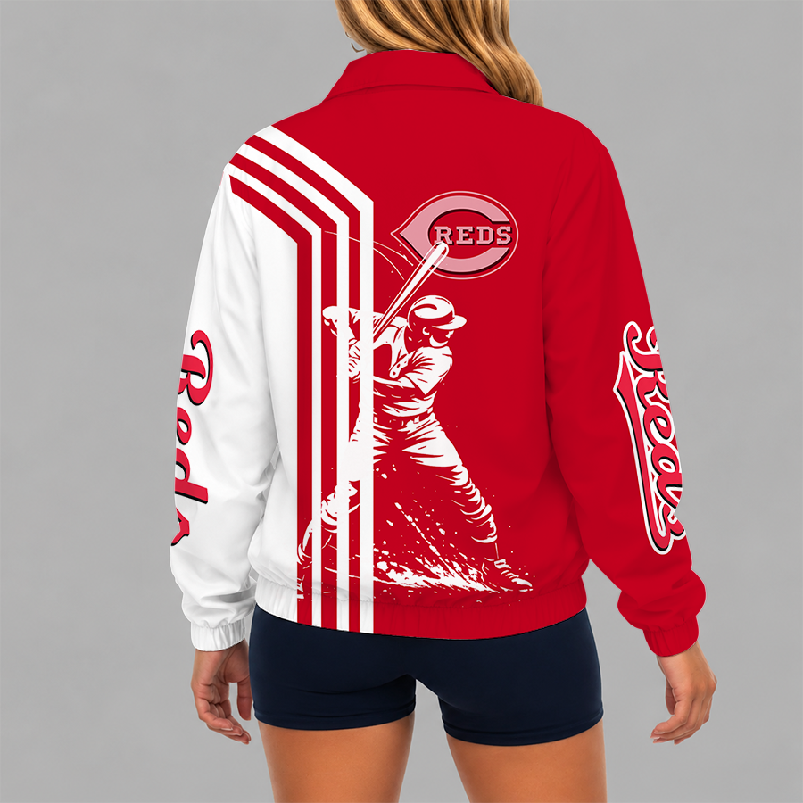 LIMITED EDITION - NEW CUSTOMIZED MLB05 CRS CINCINNATI REDS V-NECK ZIPPER SWEATSHIRT JACKET