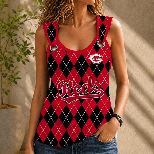 [FLASH SALE] NEW CUSTOMIZED MLB05 CRS CINCINNATI KHAKIS O-RING SHOULDER TANK TOP