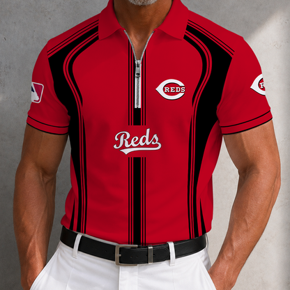 [FLASH SALE] NEW CUSTOMIZED MLB05 CRS CINCINNATI REDS ZIP POLO SHIRT