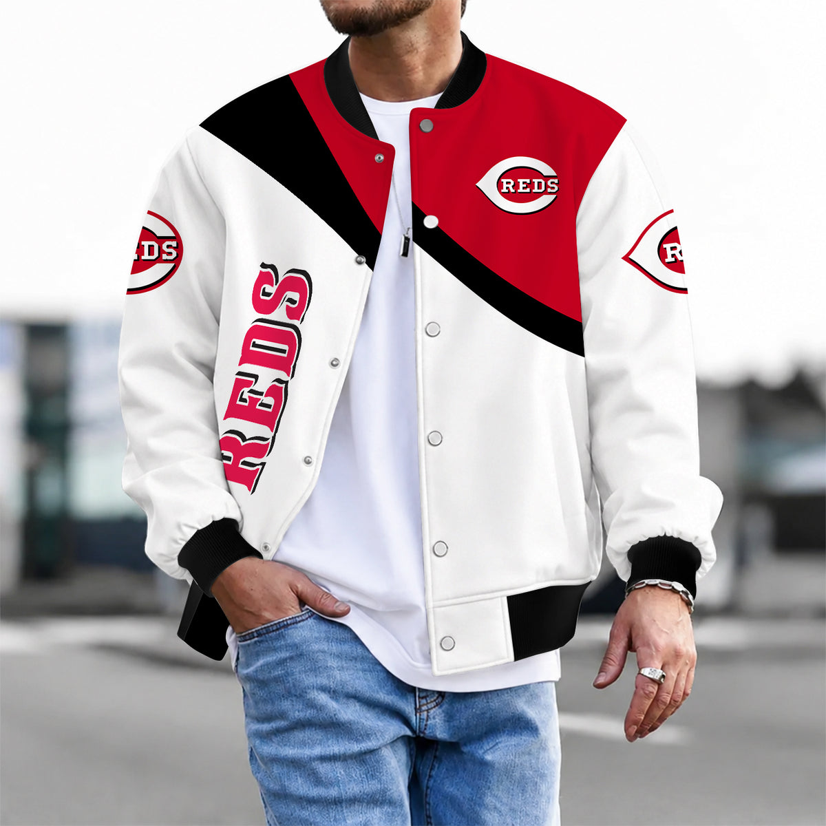 [FLASH SALE] NEW CUSTOMIZED MLB05 CRS CINCINNATI REDS SATIN VARSITY & BASEBALL JACKET