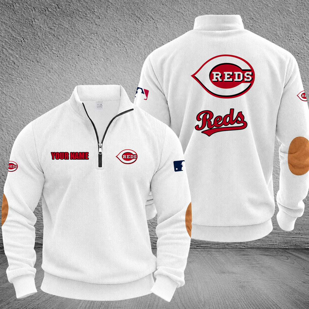 [FLASH SALE] NEW CUSTOMIZED MLB05 CRS CINCINNATI REDS MULTICOLOR STRIPED QUATER ZIP SWEATSHIRT