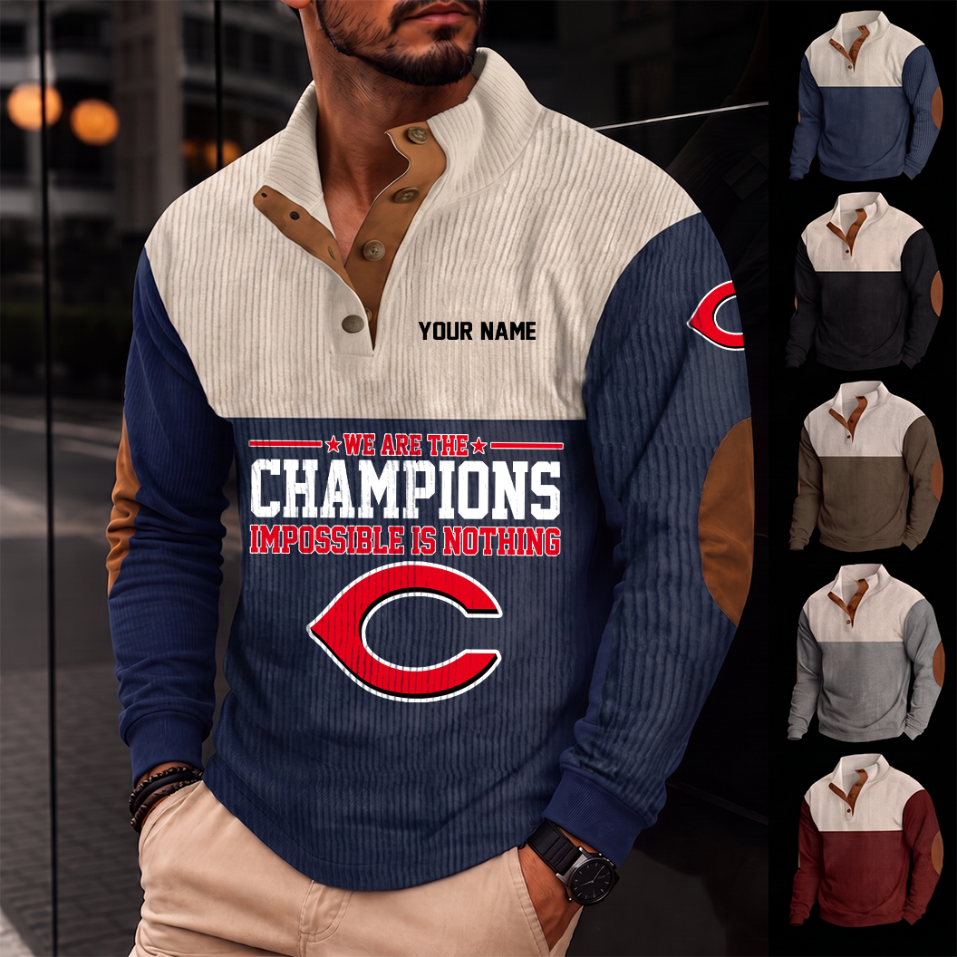 [FLASH SALE] NEW CUSTOMIZED MLB05 CRS CINCINNATI REDS BUTTON SWEATSHIRTS STAND COLLAR