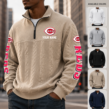 [FLASH SALE] NEW CUSTOMIZED MLB05 CRS CINCINNATI REDS MULTICOLOR QUARTER-ZIP SWEATSHIRT