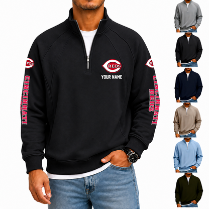 [FLASH SALE] NEW CUSTOMIZED MLB05 CRS CINCINNATI REDS MEN'S QUARTER ZIP PULLOVER