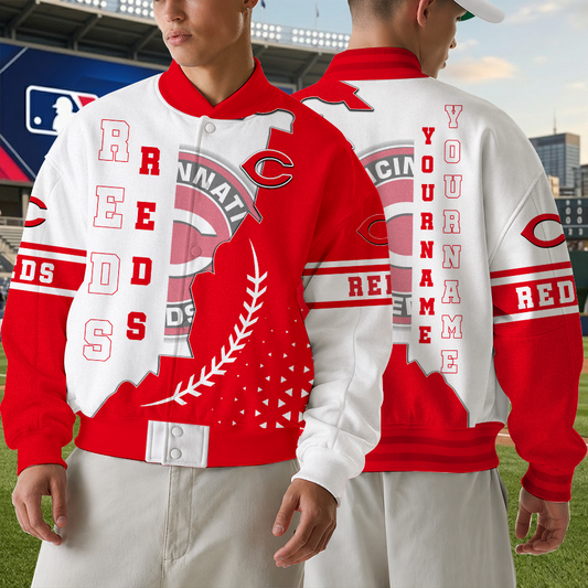[FLASH SALE] NEW CUSTOMIZED MLB05 CRS CINCINNATI REDS SATIN VARSITY & BASEBALL JACKET