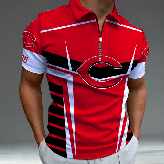 [FLASH SALE] NEW CUSTOMIZED MLB05 CRS CINCINNATI REDS ZIP POLO SHIRT