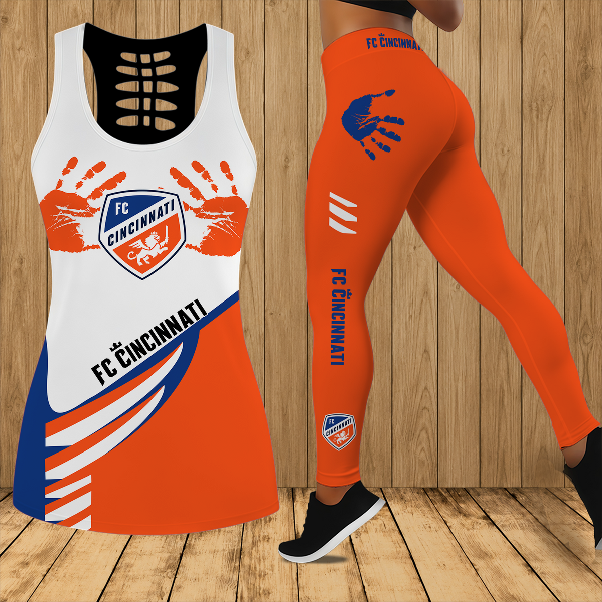 [FAN EXCLUSIVE] NEW CUSTOMIZED MLS05 FCC FC CINCINNATI HOLLOW TANK TOP & LEGGINGS SET