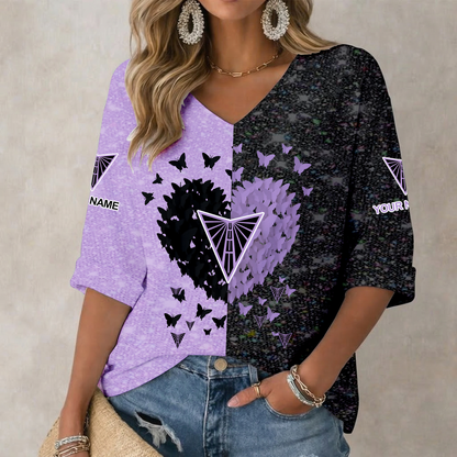 LIMITED EDITION - NEW CUSTOMIZED WNBA05 GSV GS VALKYRIES WOMEN'S HEART V-NECK LONG SLEEVE SHIRT