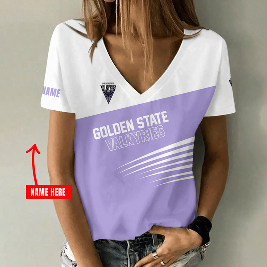 [FAN FAVORITE] NEW CUSTOMIZED WNBA05 GSV GOLDEN STATE VALKYRIES V-NECK FEMALE SHIRT
