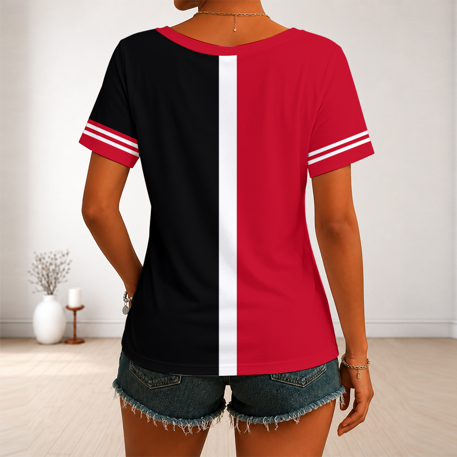 [FLASH SALE] NEW CUSTOMIZED MLB05 CRS CINCINNATI REDS V-NECK FEMALE SHIRT