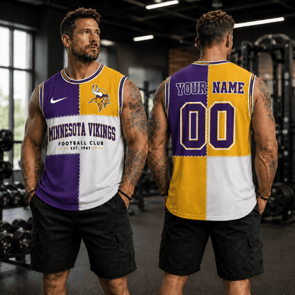 [SPECIAL OFFER] NEW CUSTOMIZED NFL05 MVK MINNESOTA VIKINGS MEN'S GYM SHIRT