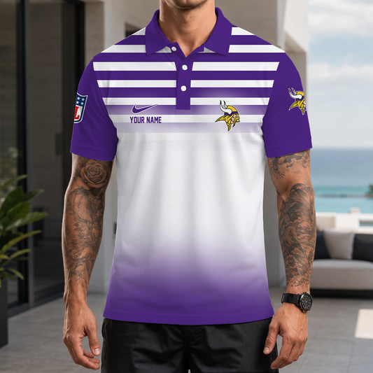 [SPECIAL OFFER] NEW CUSTOMIZED NFL05 MVK MINNESOTA VIKINGS POLO SHIRT