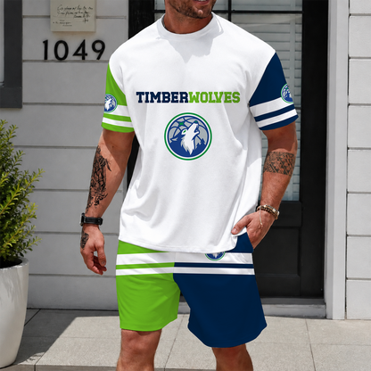 [HOT DEAL] NEW CUSTOMIZED NBA05 MTW MINNESOTA TIMBERWOLVES UNISEX T-SHIRT & SHORTS SET