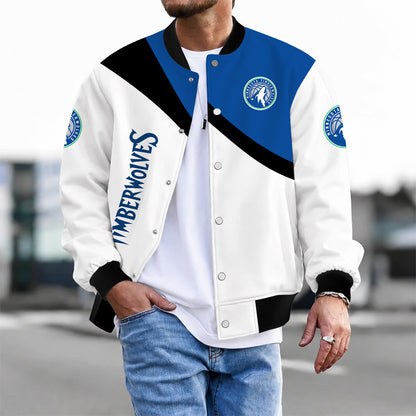 [HOT DEAL] NEW CUSTOMIZED NBA05 MTW MINNESOTA TIMBERWOLVES BASEBALL JACKET, SATIN VARSITY JACKET