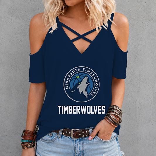 [HOT DEAL] NEW CUSTOMIZED NBA05 MTW MINNESOTA TIMBERWOLVES CRISS CROSS V-NECK TOP