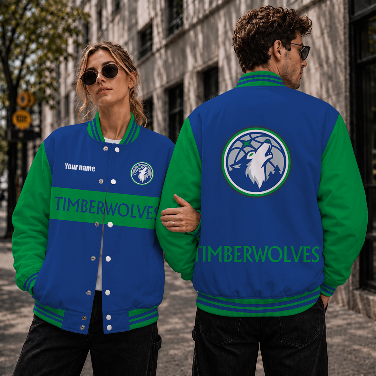 [HOT DEAL] NEW CUSTOMIZED NBA05 MTW MINNESOTA TIMBERWOLVES BASEBALL JACKET, SATIN VARSITY JACKET