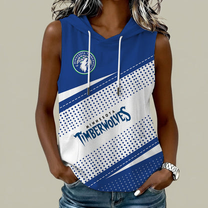 [HOT DEAL] NEW CUSTOMIZED NBA05 MTW MINNESOTA TIMBERWOLVES  WOMEN'S SLEEVELESS HOODED POCKET TANK TOP