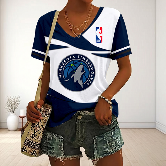 [HOT DEAL] NEW CUSTOMIZED NBA05 MTW MINNESOTA TIMBERWOLVES V-NECK FEMALE SHIRT