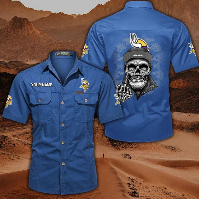 [SPECIAL OFFER] NEW CUSTOMIZED NFL05 MVK MINNESOTA VIKINGS MUTICOLOR MEN'S CARGO SHIRT