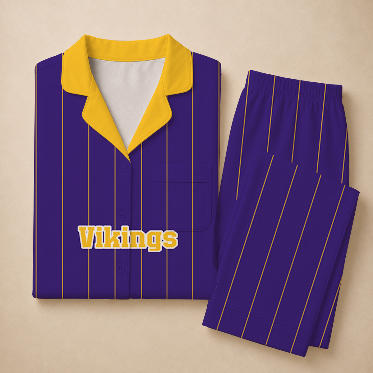 [SPECIAL OFFER] NEW CUSTOMIZED NFL05 MVK MINNESOTA VIKINGS SHORT SLEEVE & LONG PANTS PAJAMAS SET