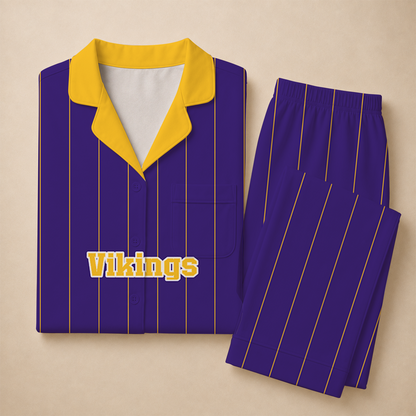 [SPECIAL OFFER] NEW CUSTOMIZED NFL05 MVK MINNESOTA VIKINGS SHORT SLEEVE & LONG PANTS PAJAMAS SET