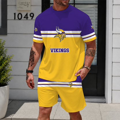 [SPECIAL OFFER] NEWCUSTOMIZED NFL05 MVK MINNESOTA VIKINGS UNISEX T-SHIRT & SHORTS SET