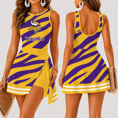 [SPECIAL OFFER] NEW CUSTOMIZED NFL05 MVK MINNESOTA VIKINGS WOMEN'S SUMMER SKORT DRESS