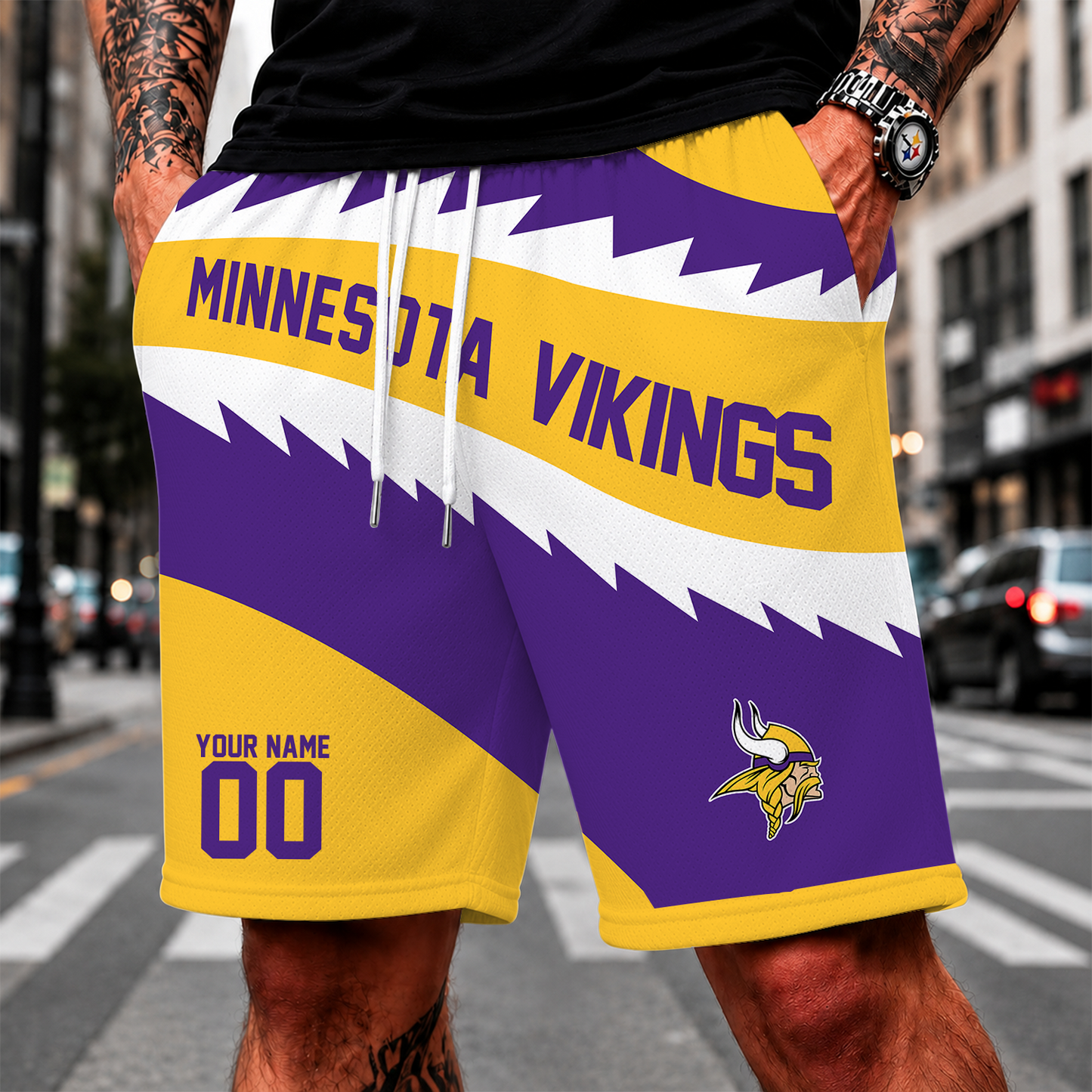[SPECIAL OFFER] NEW CUSTOMIZED NFL05 MVK MINNESOTA VIKINGS SHORT PANTS