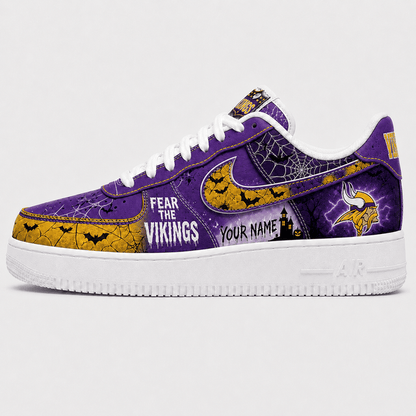 [SPECIAL OFFER] NEW CUSTOMIZED NFL05 MVK MINNESOTA VIKINGS HALLOWEEN AF1 SHOES
