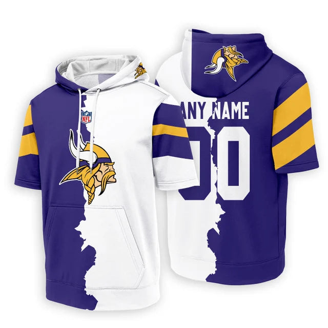 [SPECIAL OFFER] NEW CUSTOMIZED NFL05 MVK MINNESOTA VIKINGS SHORT SLEEVE HOODIE T-SHIRT