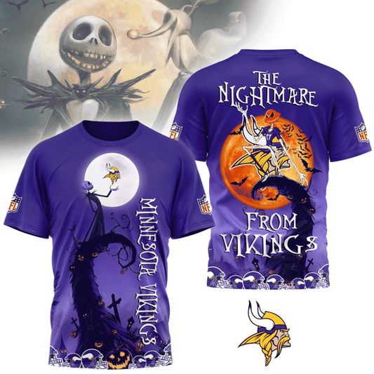 [SPECIAL OFFER] NEW CUSTOMIZED NFL05 MVK MINNESOTA VIKINGS HALLOWEEN THE NIGHTMARE APPAREL