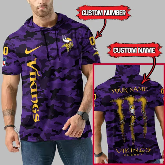 [HOT DEAL] NEW CUSTOMIZED NFL05 MVK MINNESOTA VIKINGS SHORT SLEEVE HOODIE