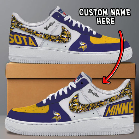 LIMITED EDITION - NEW CUSTOMIZED NFL05 MVK MINNESOTA VIKINGS AF1 SNEAKERS