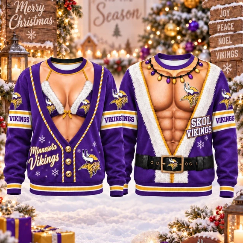 [SPECIAL OFFER] NEW CUSTOMIZED NFL05 MVK MINNESOTA VIKINGS CHRISTMAS UNISEX SWEATSHIRT