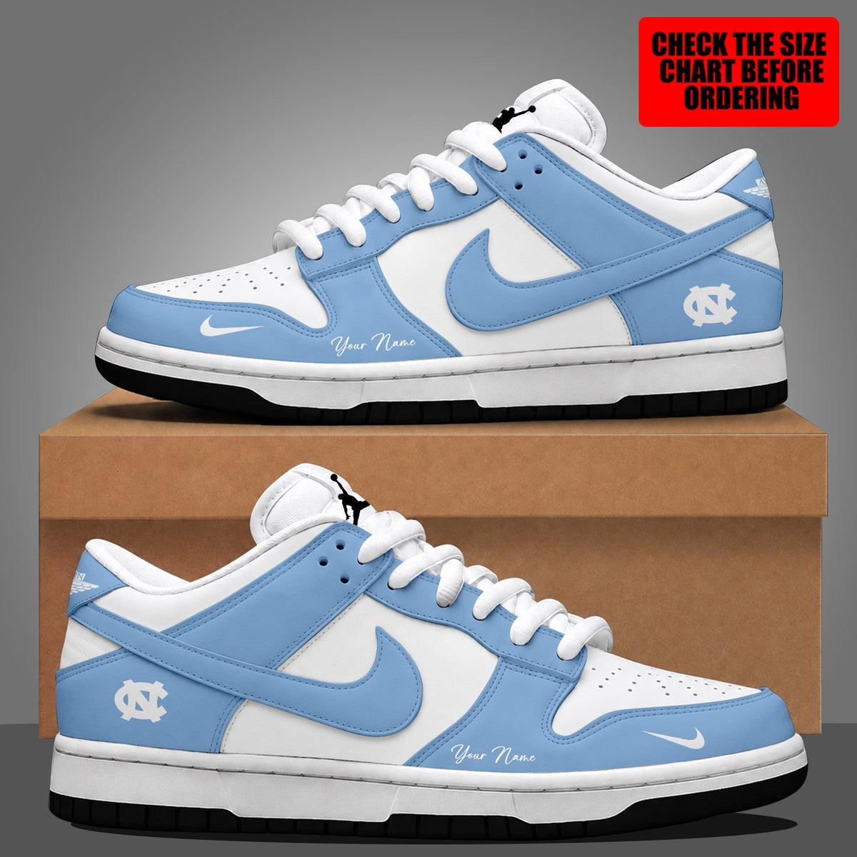 [FAN FAVORITE] NEW CUSTOMIZED NCAA MAM05 NTH NORTH CAROLINA TAR HEELS STRAPPY DUNK LOW SHOES