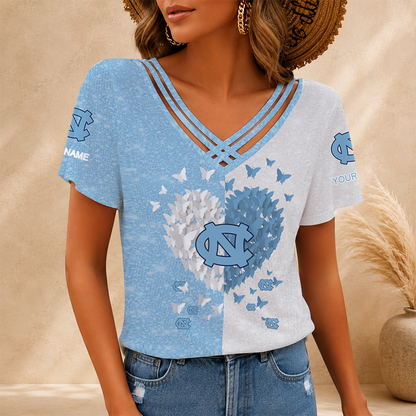 [FAN FAVORITE] NEW CUSTOMIZED NCAA MAM05 NTH NORTH CAROLINA TAR HEELS V-NECK SHIRT