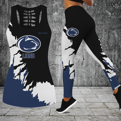[FAN FAVORITE] NEW CUSTOMIZED NCAA CFH05 PNL PENN STATE NITTANY LIONS HOLLOW TANK TOP & LEGGINGS SET