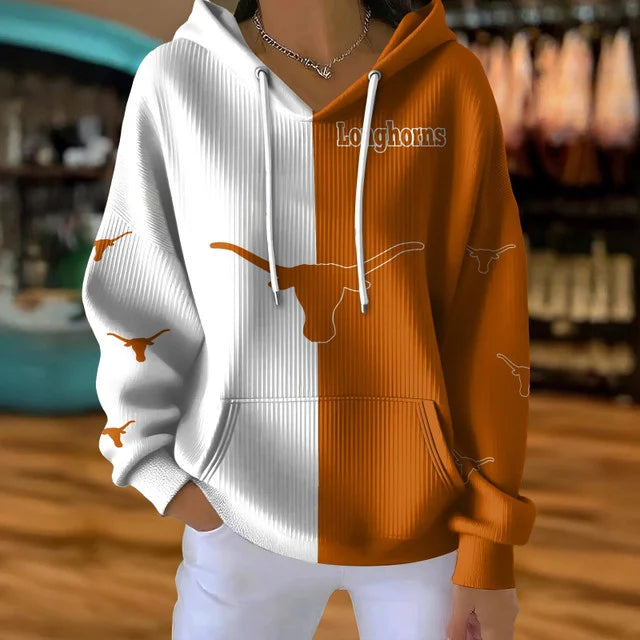 [FAN FAVORITE] NEW CUSTOMIZED NCAA CWS05 TXL TEXAS LONGHORNS RIBBED HOODIE & SWEATSHIRT