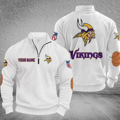 [SPECIAL OFFER] NEW CUSTOMIZED NFL05 MVK MINNESOTA VIKINGS MULTICOLOR STRIPED QUATER ZIP SWEATSHIRT