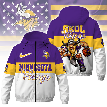 [SPECIAL OFFER] NEW CUSTOMIZED NFL05 MVK MINNESOTA VIKINGS WINDBREAKER JACKET