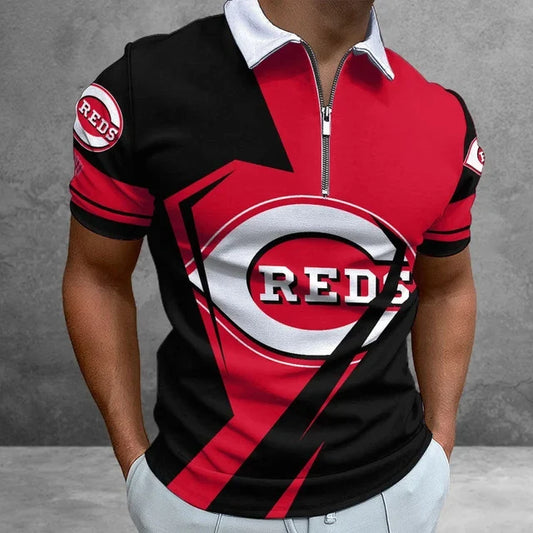 [FLASH SALE] NEW CUSTOMIZED MLB05 CRS CINCINNATI REDS ZIP POLO SHIRT