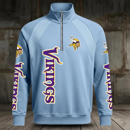[SPECIAL OFFER] NEW CUSTOMIZED NFL05 MVK MINNESOTA VIKINGS MEN'S MULTICOLOR QUARTER-ZIP PULLOVER