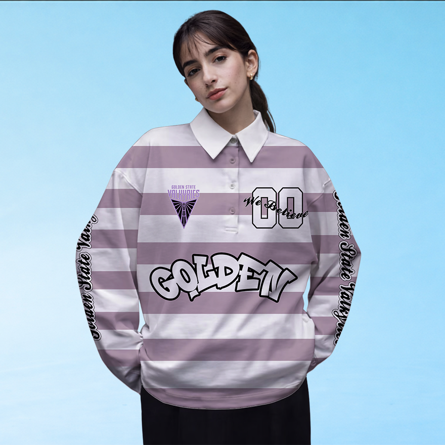 LIMITED EDITION - NEW CUSTOMIZED WNBA05 GSV GS VALKYRIES LONG SLEEVE POLO