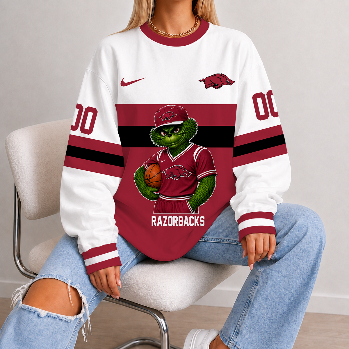 [FAN FAVORITE] NEW CUSTOMIZED NCAA MAM06 AKR ARKANSAS RAZORBACKS STRAPPY UNISEX SWEATSHIRT